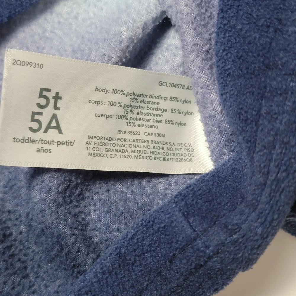 OshKosh B'gosh Kids Unisex Soft  Blue Purple Quarter Zip-Up Fleece 5T